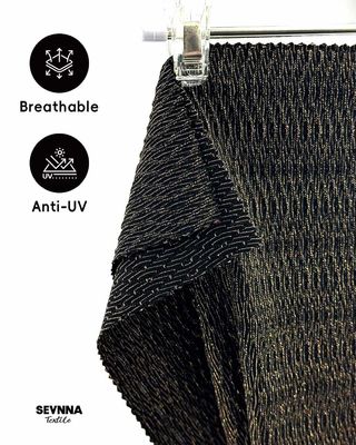 Tejido de traje de baño ecológico resistente al cloro con 69% de nylon reciclado, 20% de lurex y 11% de spandex