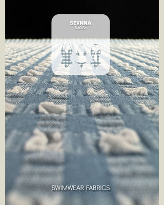 Tejido de baño texturizado de primera calidad con 115 cm de ancho, 170 g de peso y un patrón texturizado elegante para trajes de baño