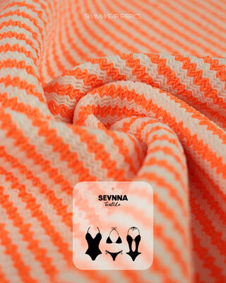 Tejido de baño texturizado premium con 95% poliéster reciclado + 5% spandex, peso de 280 g/m² y alta transpirabilidad para trajes de baño