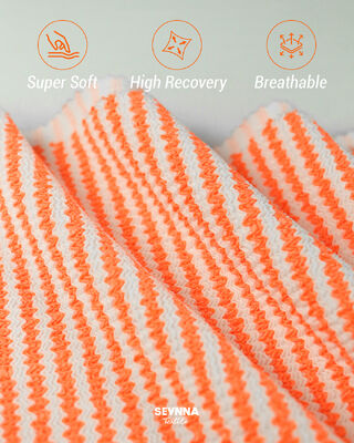 Tejido de baño texturizado premium con 95% poliéster reciclado + 5% spandex, peso de 280 g/m² y alta transpirabilidad para trajes de baño