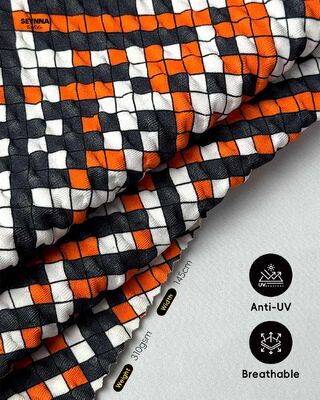 Tejido de baño texturizado de alta solidez del color con protección solar UPF 50+ y 95% nailon reciclado