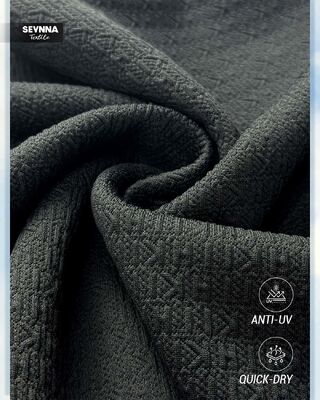 Tejido de natación texturizado de alta resistencia al cloro con 98% de poliéster reciclado y protección UPF 50+