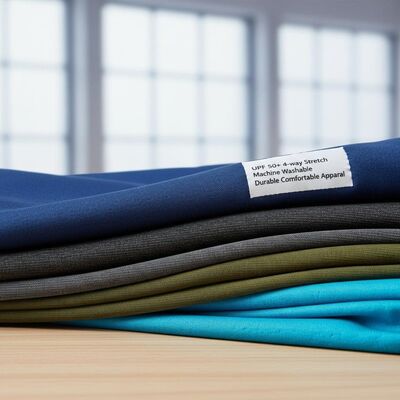 UPF 50+ Máquina de estiramiento de 4 vías Tejidos para correr lavables para ropa cómoda duradera