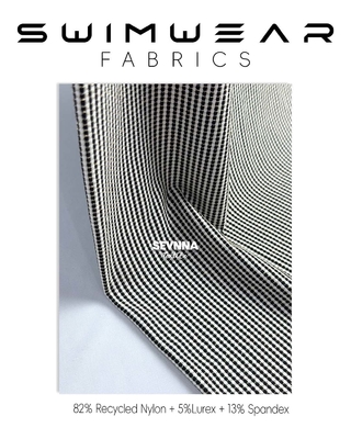 82% Nailon reciclado 5% Lurex 13% Spandex Alternativas de tejidos texturizados para baño con alta resistencia al cloro